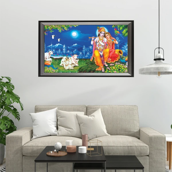 SAJA KAR DEKHO RADHA KRISHANA PHOTO High Quality Weather Resistant HD Wall Frame  | 18 x 12 inch | - 18 X 12 inch