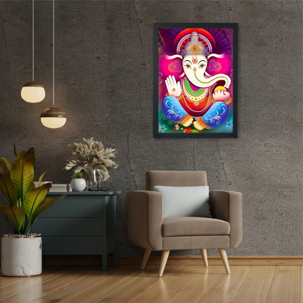 SAJA KAR DEKHO GANESH JI PHOTO High Quality Weather Resistant HD Wall Frame  | 18 x 12 inch | - 18 X 12 inch