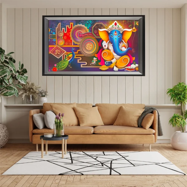 SAJA KAR DEKHO GANESH JI PHOTO High Quality Weather Resistant HD Wall Frame  | 18 x 12 inch |  - 18 X 12 inch