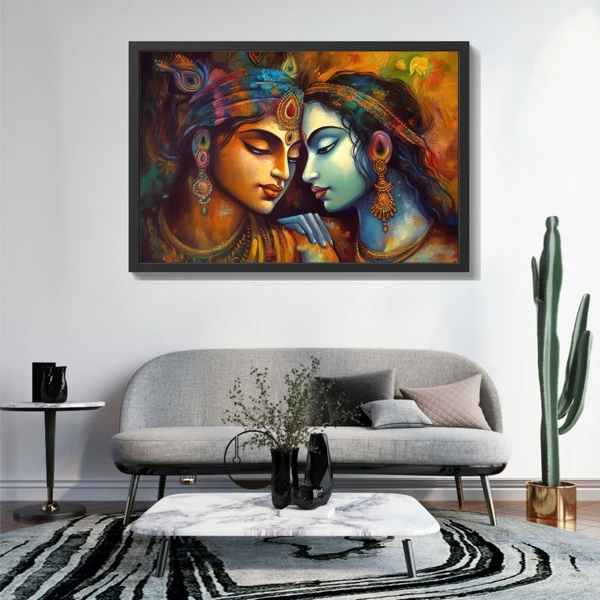 SAJA KAR DEKHO Radha Krishna Photo High Quality Weather Resistant HD Wall Frame  | 18 x 12 inch |  - 18 x 12 inch