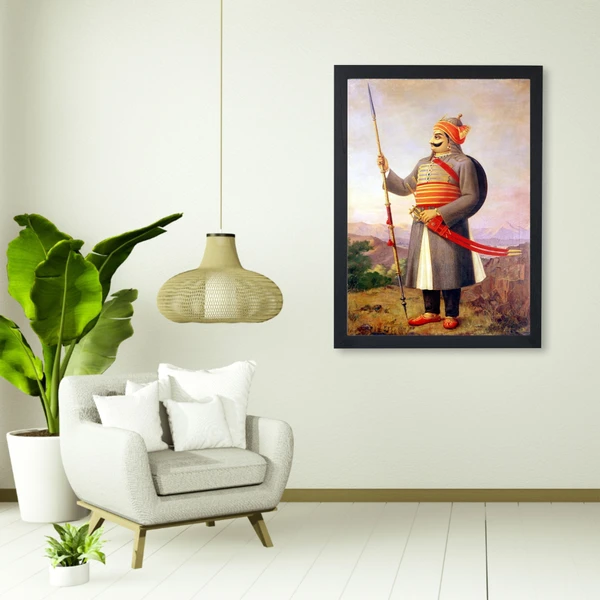 SAJA KAR DEKHO Maharana Pratap High Quality Weather Resistant HD Wall Frame  | 18 x 12 inch | - 18 X 12 inch