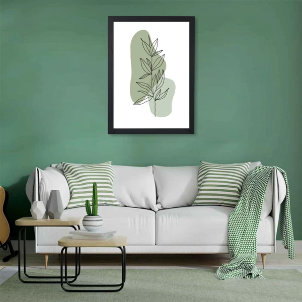 SAJA KAR DEKHO Aesthetic Green Happy Flower High Quality Weather Resistant HD Wall Frame | 18 x 12 inch | - 18 X 12 inch