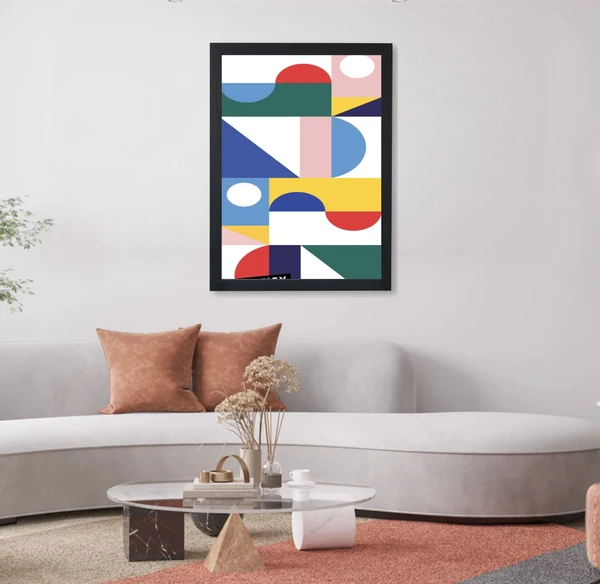 SAJA KAR DEKHO Abstract Geometric High Quality Weather Resistant HD Wall Frame | 18 x 12 inch | - 18 X 12 inch