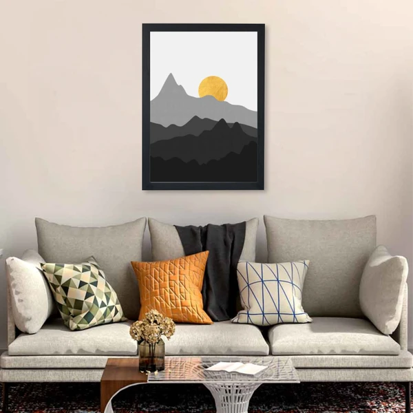 SAJA KAR DEKHO The Sunset Mountain  High Quality Weather Resistant HD Wall Frame | 18 x 12 inch | - 18 X 12 inch