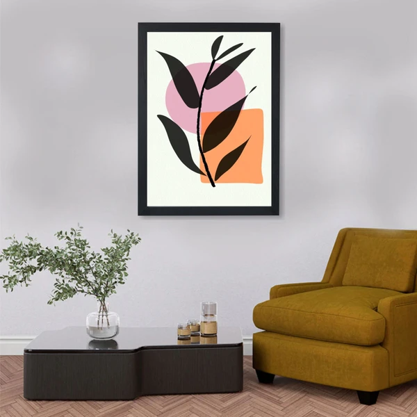 SAJA KAR DEKHO Simple Stylized Leaves Art High Quality Weather Resistant HD Wall Frame | 18 x 12 inch | - 18 X 12 inch