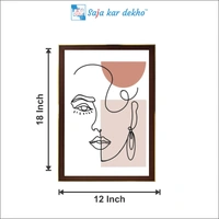 SAJA KAR DEKHO Girl Face In Line Art | Geometric Art High Quality Weather Resistant HD Wall Frame | 18 x 12 inch | - 18 X 12 inch