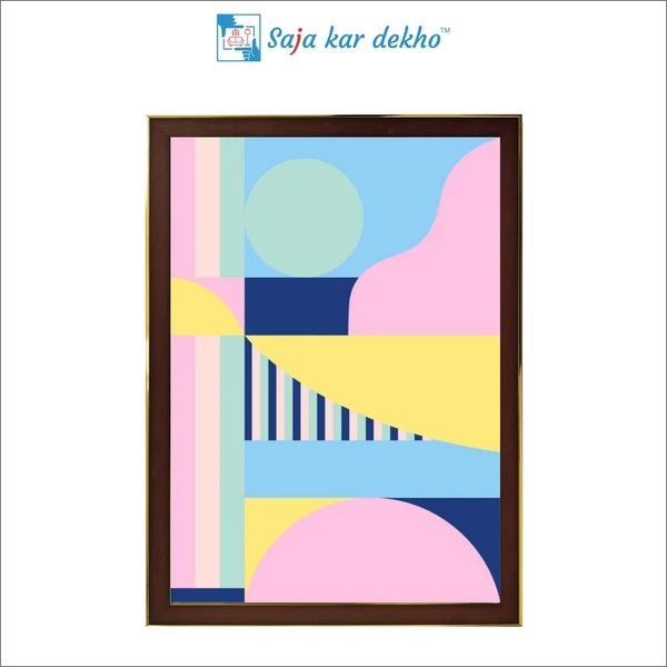 SAJA KAR DEKHO Pastel Architecture Shapes In Pink Yellow And Blue Poster By Apricot Birch High Quality Weather Resistant HD Wall Frame | 18 x 12 inch | - 18 X 12 inch