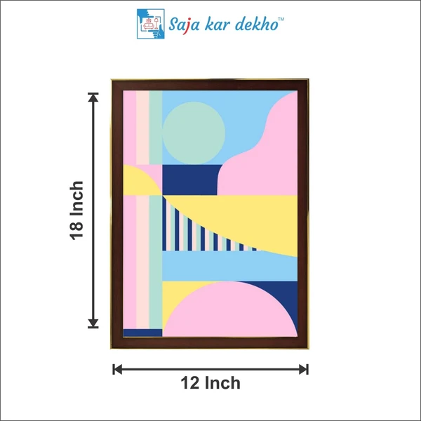 SAJA KAR DEKHO Pastel Architecture Shapes In Pink Yellow And Blue Poster By Apricot Birch High Quality Weather Resistant HD Wall Frame | 18 x 12 inch | - 18 X 12 inch