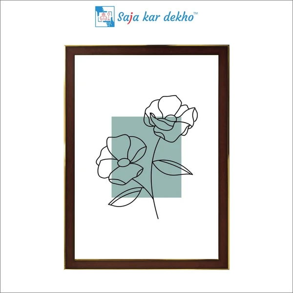 SAJA KAR DEKHO Line Flower Art High Quality Weather Resistant HD Wall Frame | 18 x 12 inch | - 18 X 12 inch