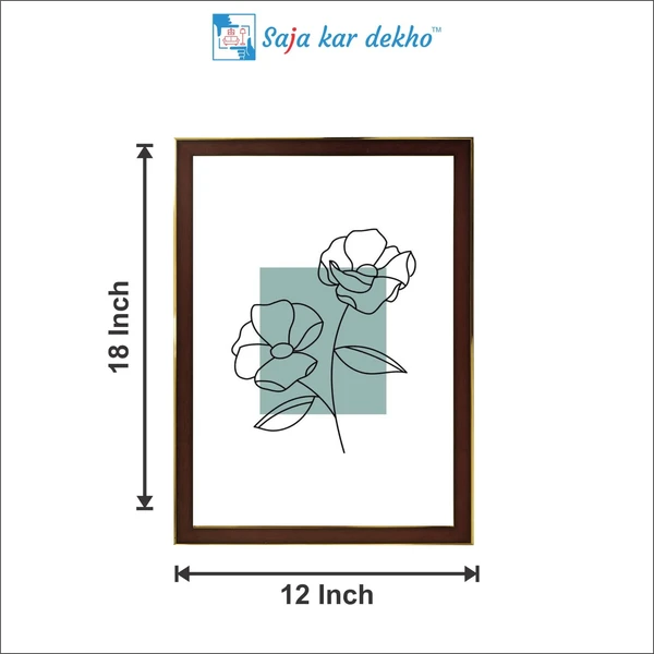 SAJA KAR DEKHO Line Flower Art High Quality Weather Resistant HD Wall Frame | 18 x 12 inch | - 18 X 12 inch