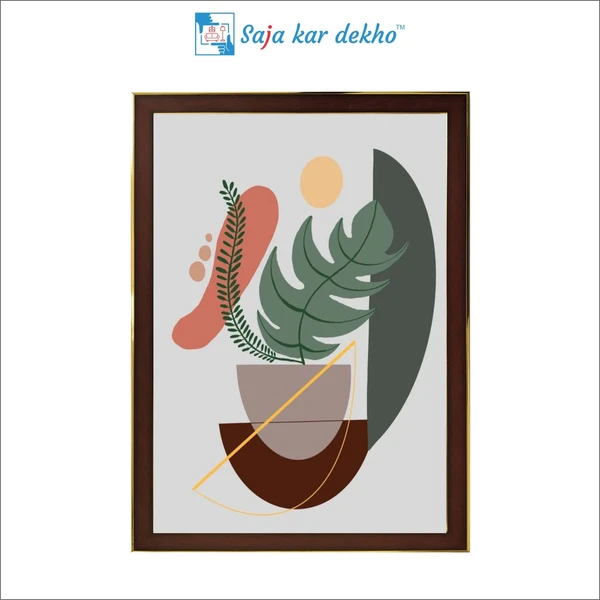 SAJA KAR DEKHO The Leaves With Vase High Quality Weather Resistant HD Wall Frame | 18 x 12 inch | - 18 X 12 inch