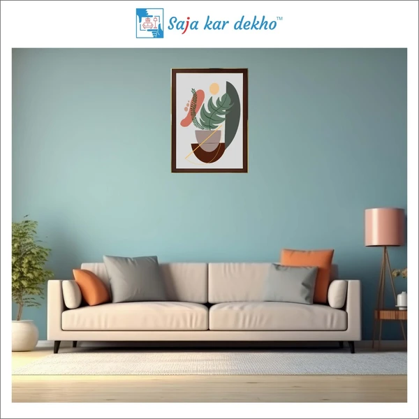 SAJA KAR DEKHO The Leaves With Vase High Quality Weather Resistant HD Wall Frame | 18 x 12 inch | - 18 X 12 inch