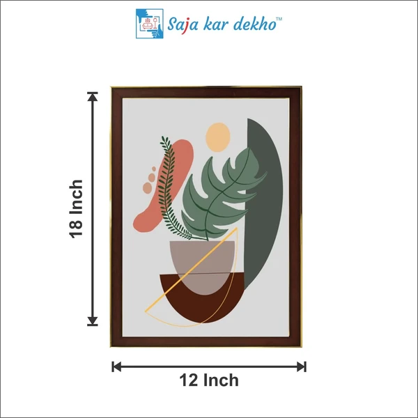 SAJA KAR DEKHO The Leaves With Vase High Quality Weather Resistant HD Wall Frame | 18 x 12 inch | - 18 X 12 inch