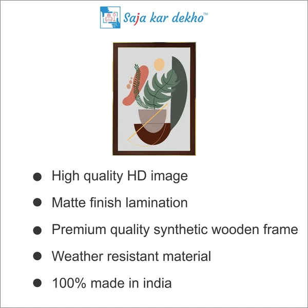 SAJA KAR DEKHO The Leaves With Vase High Quality Weather Resistant HD Wall Frame | 18 x 12 inch | - 18 X 12 inch