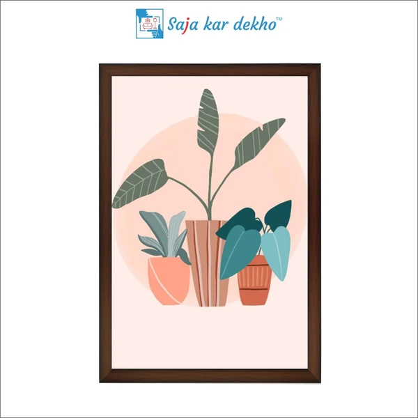 SAJA KAR DEKHO Flower Vase, Leaves High Quality Weather Resistant HD Wall Frame | 18 x 12 inch | - 18 X 12 inch