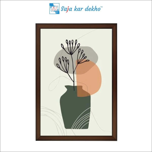 SAJA KAR DEKHO The Leaves Vase High Quality Weather Resistant HD Wall Frame | 18 x 12 inch | - 18 X 12 inch