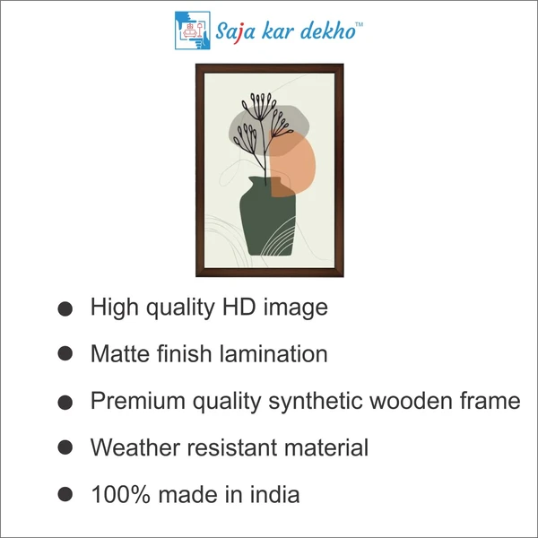 SAJA KAR DEKHO The Leaves Vase High Quality Weather Resistant HD Wall Frame | 18 x 12 inch | - 18 X 12 inch