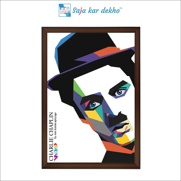 SAJA KAR DEKHO Charlie Chaplin High Quality Weather Resistant HD Wall Frame | 18 x 12 inch | - 18 X 12 inch