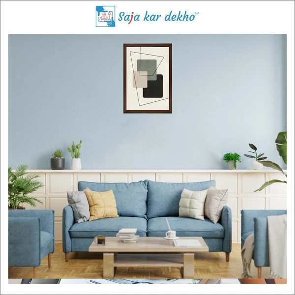 SAJA KAR DEKHO Squares Abstract Art High Quality Weather Resistant HD Wall Frame | 18 x 12 inch | - 18 X 12 inch