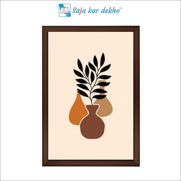 SAJA KAR DEKHO Decorative Leaves In A Vase High Quality Weather Resistant HD Wall Frame | 18 x 12 inch | - 18 X 12 inch