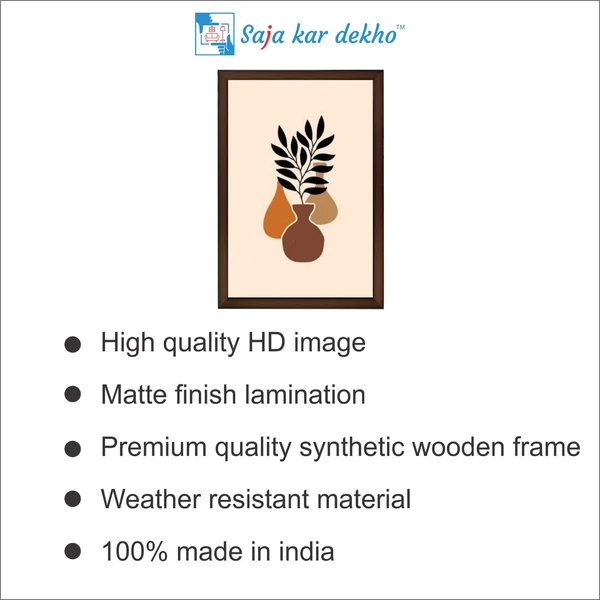 SAJA KAR DEKHO Decorative Leaves In A Vase High Quality Weather Resistant HD Wall Frame | 18 x 12 inch | - 18 X 12 inch