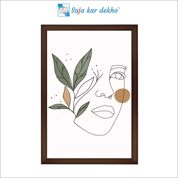 SAJA KAR DEKHO Female Face Line Art High Quality Weather Resistant HD Wall Frame | 18 x 12 inch | - 18 X 12 inch