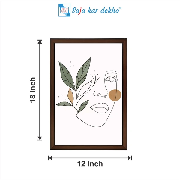 SAJA KAR DEKHO Female Face Line Art High Quality Weather Resistant HD Wall Frame | 18 x 12 inch | - 18 X 12 inch