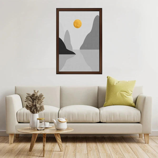 SAJA KAR DEKHO Abstract Stones, Sunset High Quality Weather Resistant HD Wall Frame | 18 x 12 inch | - 18 X 12 inch