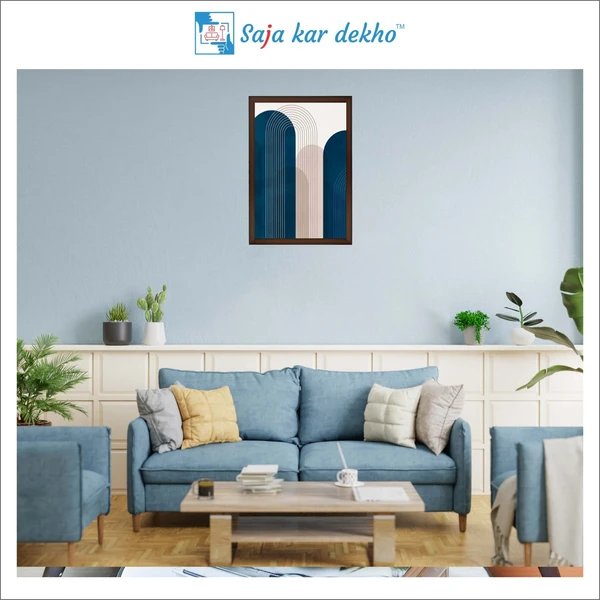 SAJA KAR DEKHO Blue And Grey Arches High Quality Weather Resistant HD Wall Frame | 18 x 12 inch | - 18 X 12 inch
