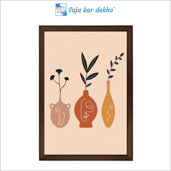 SAJA KAR DEKHO The Leaves With Vase High Quality Weather Resistant HD Wall Frame | 18 x 12 inch | - 18 X 12 inch