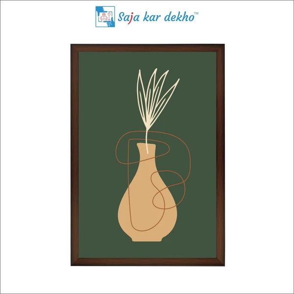 SAJA KAR DEKHO Vase Leaves High Quality Weather Resistant HD Wall Frame | 18 x 12 inch | - 18 X 12 inch