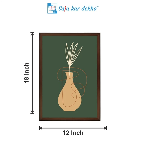 SAJA KAR DEKHO Vase Leaves High Quality Weather Resistant HD Wall Frame | 18 x 12 inch | - 18 X 12 inch