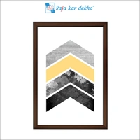SAJA KAR DEKHO Black, Yellow And Silver Triangles High Quality Weather Resistant HD Wall Frame | 18 x 12 inch | - 18 X 12 inch