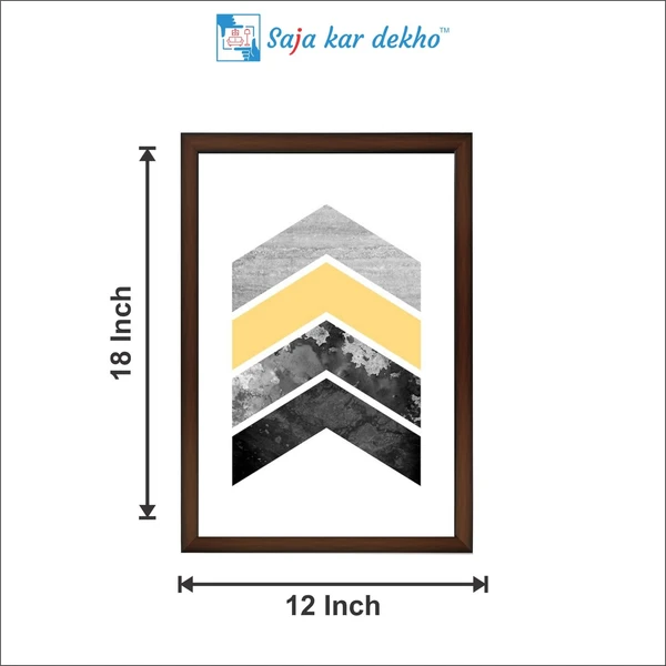 SAJA KAR DEKHO Black, Yellow And Silver Triangles High Quality Weather Resistant HD Wall Frame | 18 x 12 inch | - 18 X 12 inch