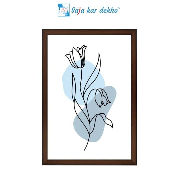 SAJA KAR DEKHO Flower Line Art High Quality Weather Resistant HD Wall Frame | 18 x 12 inch | - 18 X 12 inch