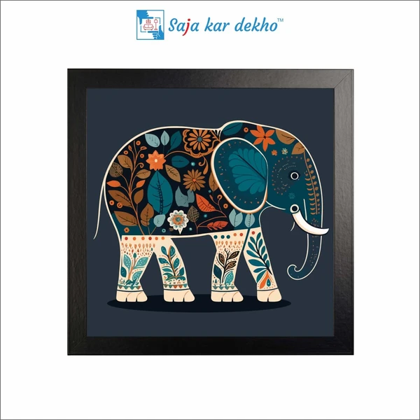 SAJA KAR DEKHO Designing Elephant High Quality Weather Resistant HD Wall Frame | 20 x 20 inch | - 20 X 20 inch