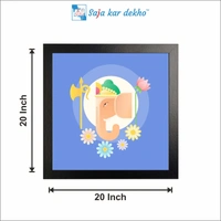 SAJA KAR DEKHO Ganesh Ji Face With Flowers High Quality Weather Resistant HD Wall Frame | 20 x 20 inch | - 20 X 20 inch