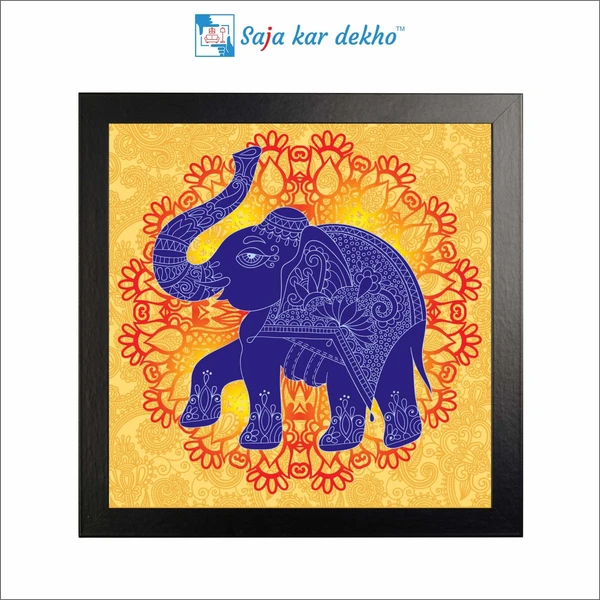 SAJA KAR DEKHO Elephant Photo High Quality Weather Resistant HD Wall Frame | 20 x 20 inch | - 20 X 20 inch