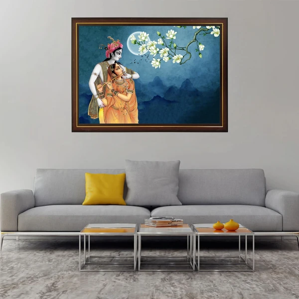 SAJA KAR DEKHO Radha Krishna High Quality Weather Resistant HD Wall Frame | 12 x 18 inch | - 12 X 18 inch