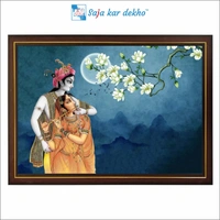 SAJA KAR DEKHO Radha Krishna High Quality Weather Resistant HD Wall Frame | 12 x 18 inch | - 12 X 18 inch
