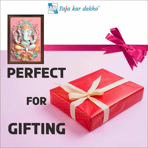 SAJA KAR DEKHO Ganesh Ji High Quality Weather Resistant HD Wall Frame | 12 x 18 inch | - 12 X 18 inch