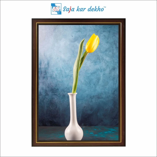 SAJA KAR DEKHO Plant And Yellow Flower High Quality Weather Resistant HD Wall Frame | 12 x 18 inch | - 12 X 18 inch