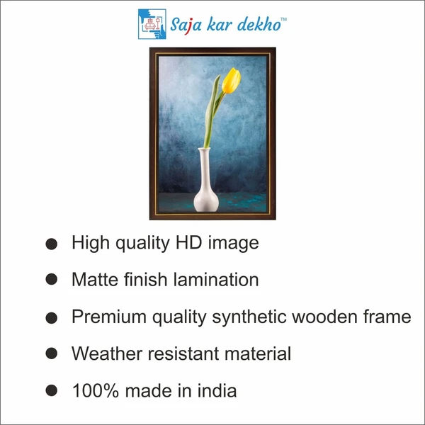 SAJA KAR DEKHO Plant And Yellow Flower High Quality Weather Resistant HD Wall Frame | 12 x 18 inch | - 12 X 18 inch
