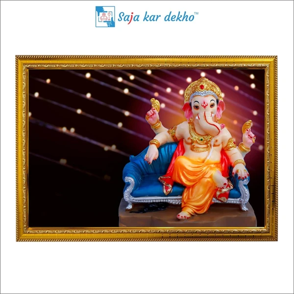 SAJA KAR DEKHO Ganesh Ji High Quality Weather Resistant HD Wall Frame | 12 x 18 inch | - 12 X 18 inch