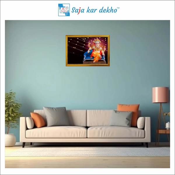 SAJA KAR DEKHO Ganesh Ji High Quality Weather Resistant HD Wall Frame | 12 x 18 inch | - 12 X 18 inch