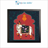 SAJA KAR DEKHO Beautiful Cow High Quality Weather Resistant HD Wall Frame | 20 x 20 inch | - 20 X 20 inch