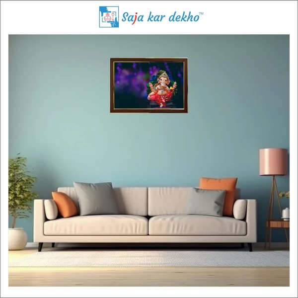 SAJA KAR DEKHO Ganesh Ji High Quality Weather Resistant HD Wall Frame | 12 x 18 inch | - 12 X 18 inch