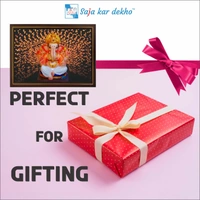 SAJA KAR DEKHO Ganesh Ji High Quality Weather Resistant HD Wall Frame | 12 x 18 inch | - 12 X 18 inch