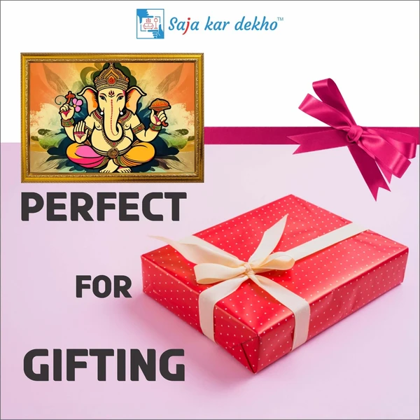 SAJA KAR DEKHO Ganesh Ji High Quality Weather Resistant HD Wall Frame | 12 x 18 inch | - 12 X 18 inch