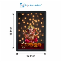 SAJA KAR DEKHO Ganesh Ji High Quality Weather Resistant HD Wall Frame | 12 x 18 inch | - 12 X 18 inch